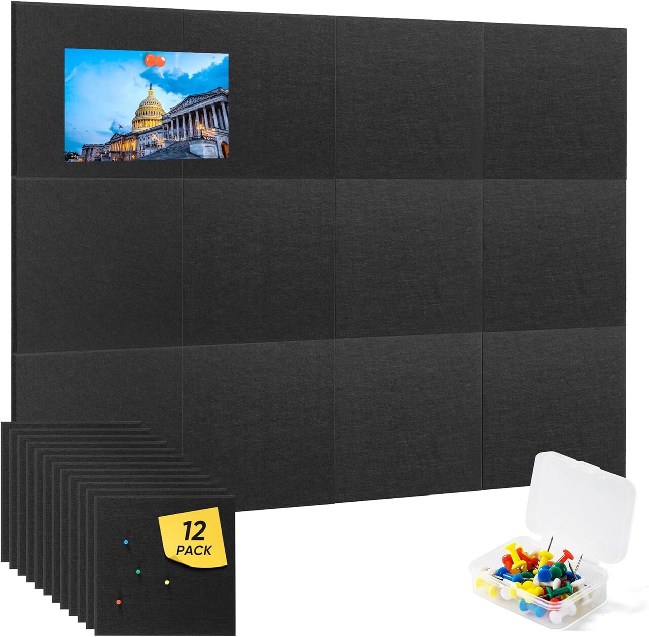 Deli Magnetic Blackboard Dry Erase Board, 36" x 24" Wall Mounted Black Board with Aluminium Frame for School and Home